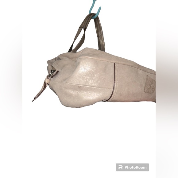 Coach Gold Metallic Shimmer Hobo Bag with Coach Twilly Size: 14 x 9 x 5 - Picture 6 of 14